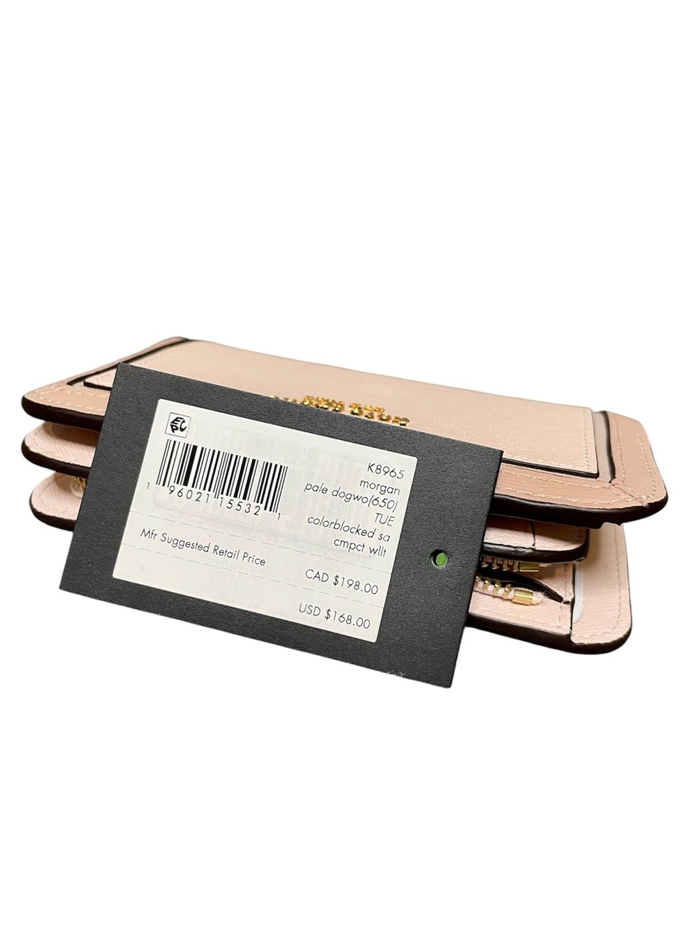 Kate Spade Colorblock Morgan Neutral Compact Wallet $168 New - Pale Dogwood - Picture 9 of 9